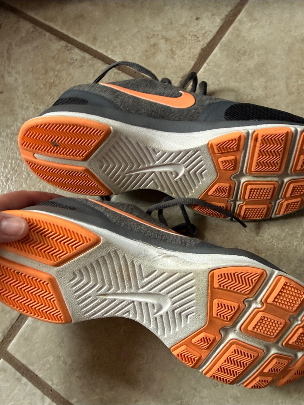 Nike Black and Gray Training Sneakers with Orange Highlights - Picture 3 of 5